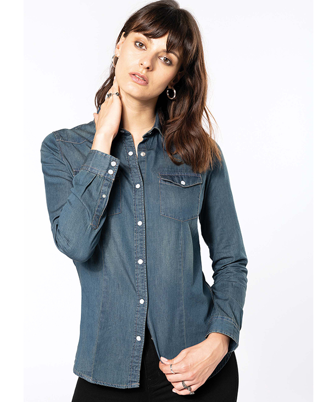 CHEMISE DENIM MANCHES LONGUES FEMME